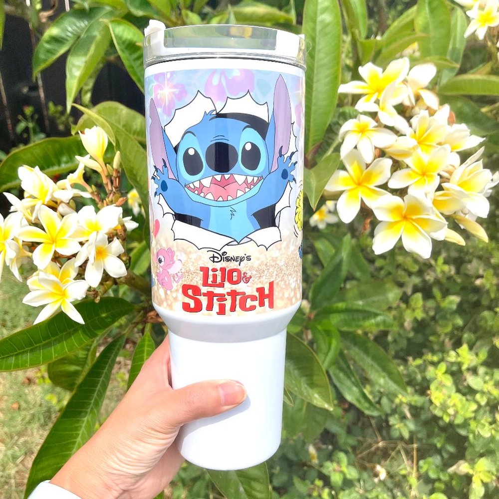 Disney Lilo & Stitch 40 oz Tumbler/Water bottle/Mug with hand carry hand… - Picture 2 of 7